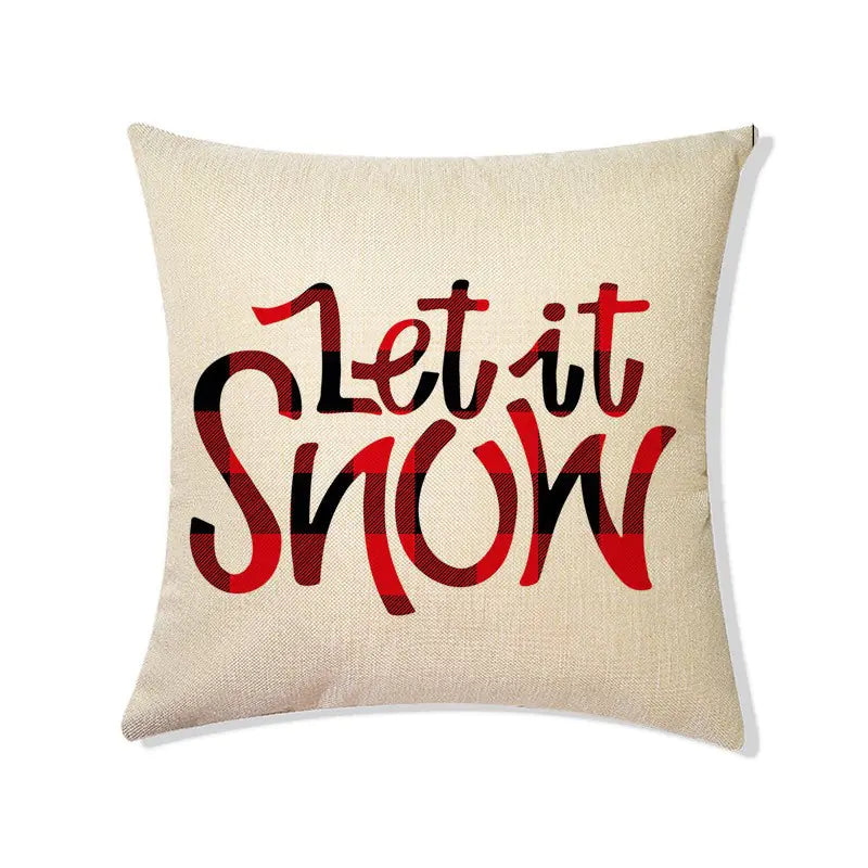 Christmas Linen Pillow Cover for Home Decoration