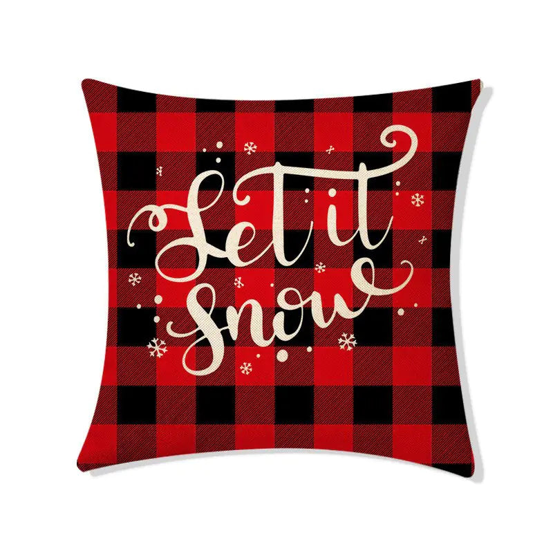 Christmas Linen Pillow Cover for Home Decoration