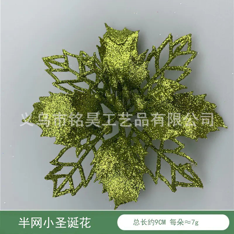 Christmas Decoration with Poinsettia and Holly Accents