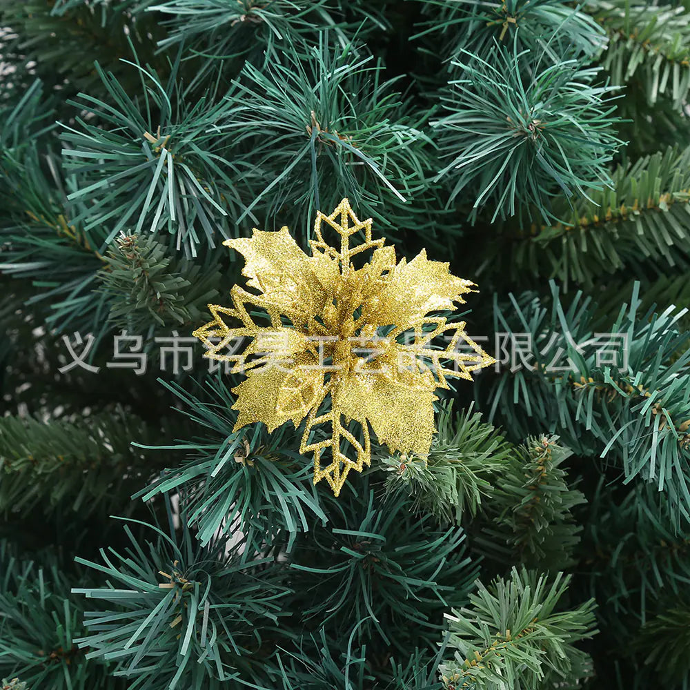 Christmas Decoration with Poinsettia and Holly Accents