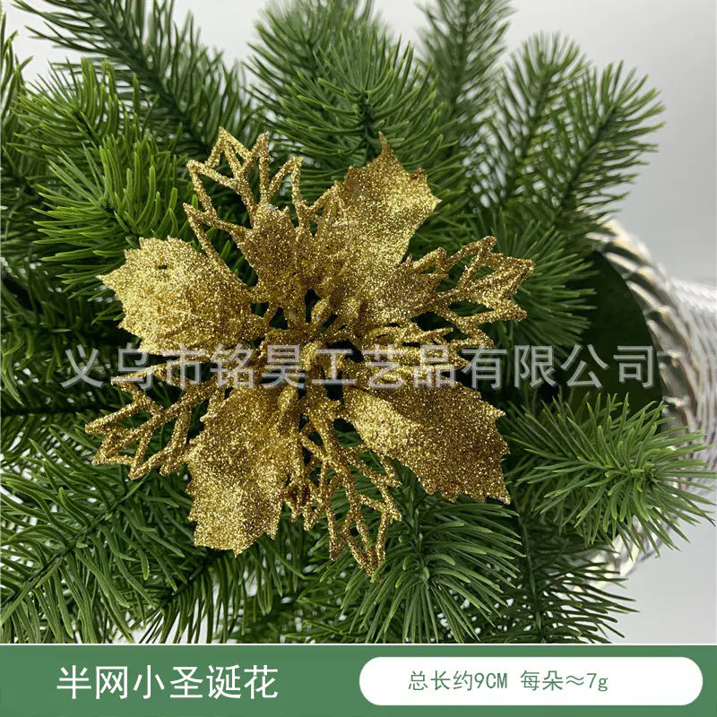 Christmas Decoration with Poinsettia and Holly Accents