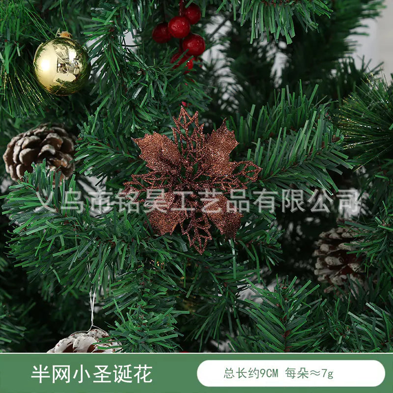 Christmas Decoration with Poinsettia and Holly Accents