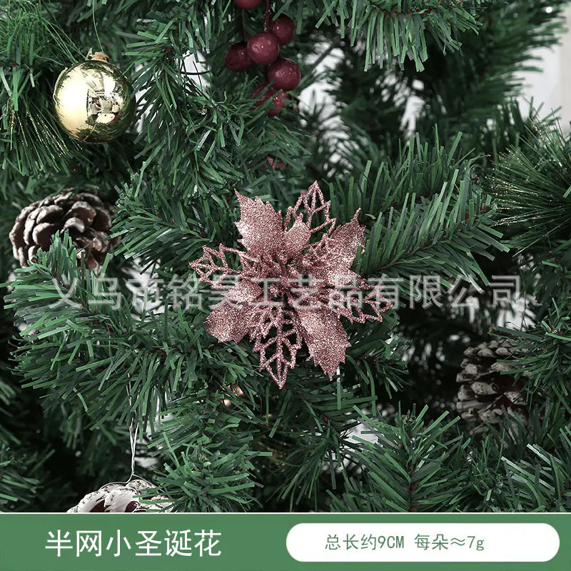 Christmas Decoration with Poinsettia and Holly Accents