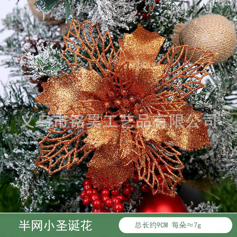 Christmas Decoration with Poinsettia and Holly Accents