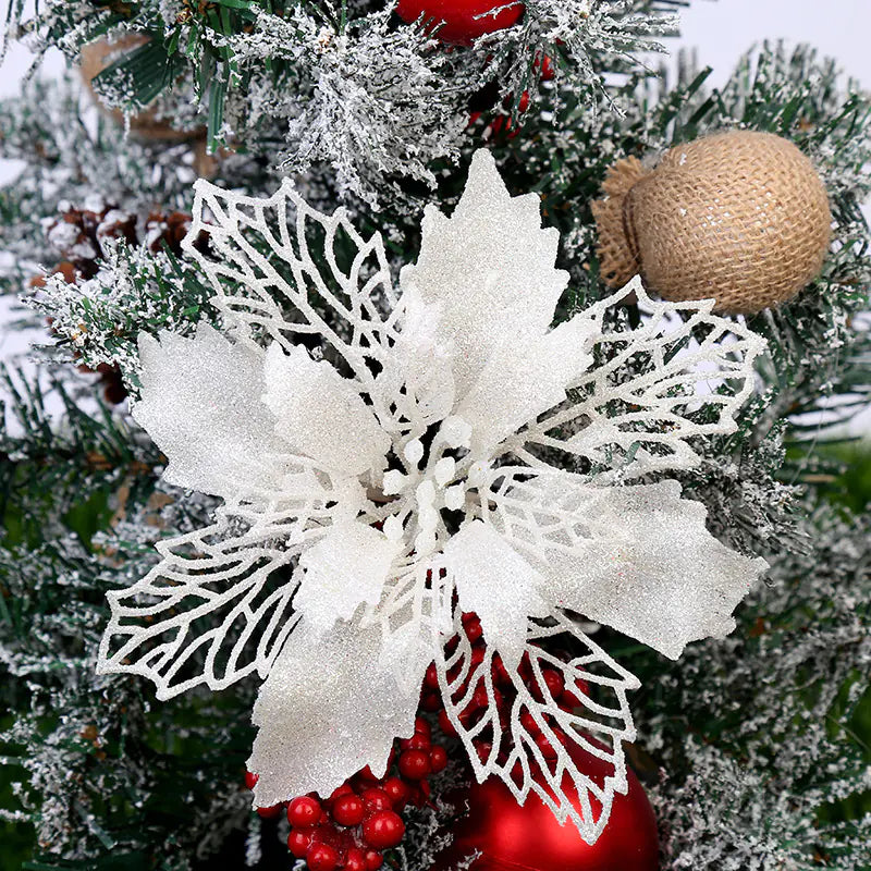 Christmas Decoration with Poinsettia and Holly Accents