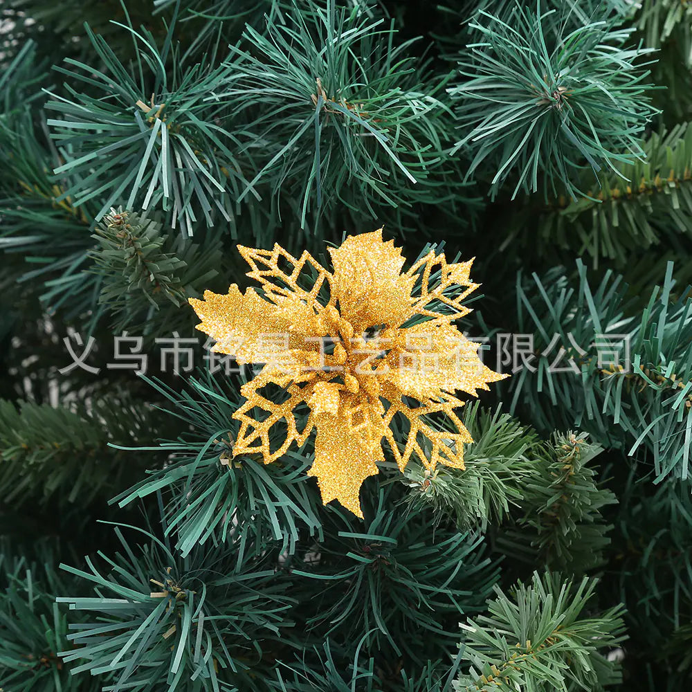 Christmas Decoration with Poinsettia and Holly Accents