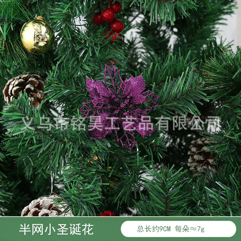 Christmas Decoration with Poinsettia and Holly Accents