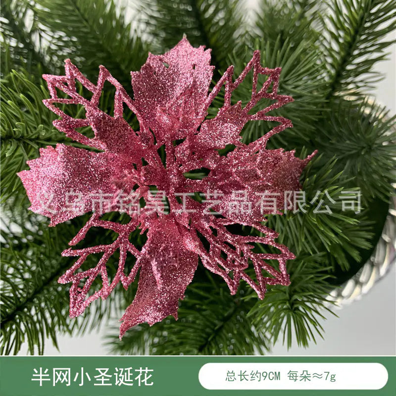 Christmas Decoration with Poinsettia and Holly Accents