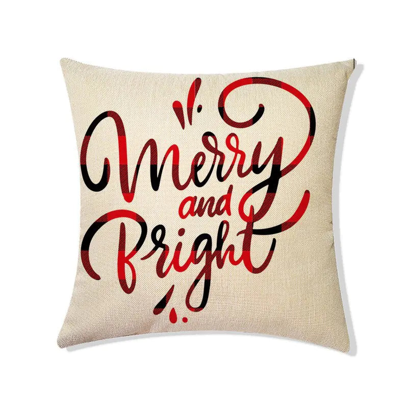 Christmas Linen Pillow Cover for Home Decoration