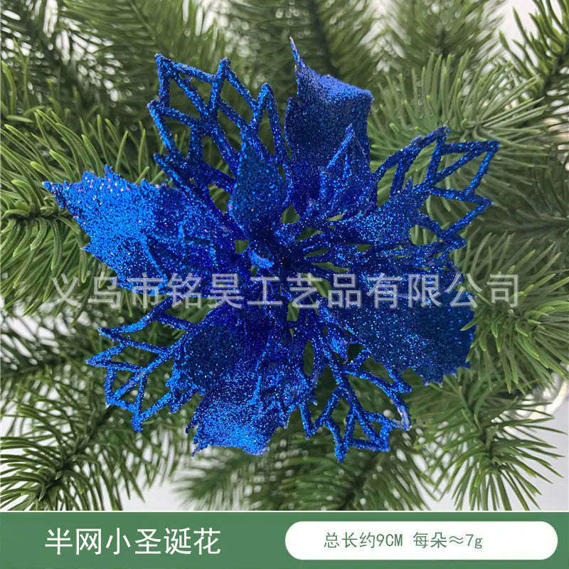 Christmas Decoration with Poinsettia and Holly Accents