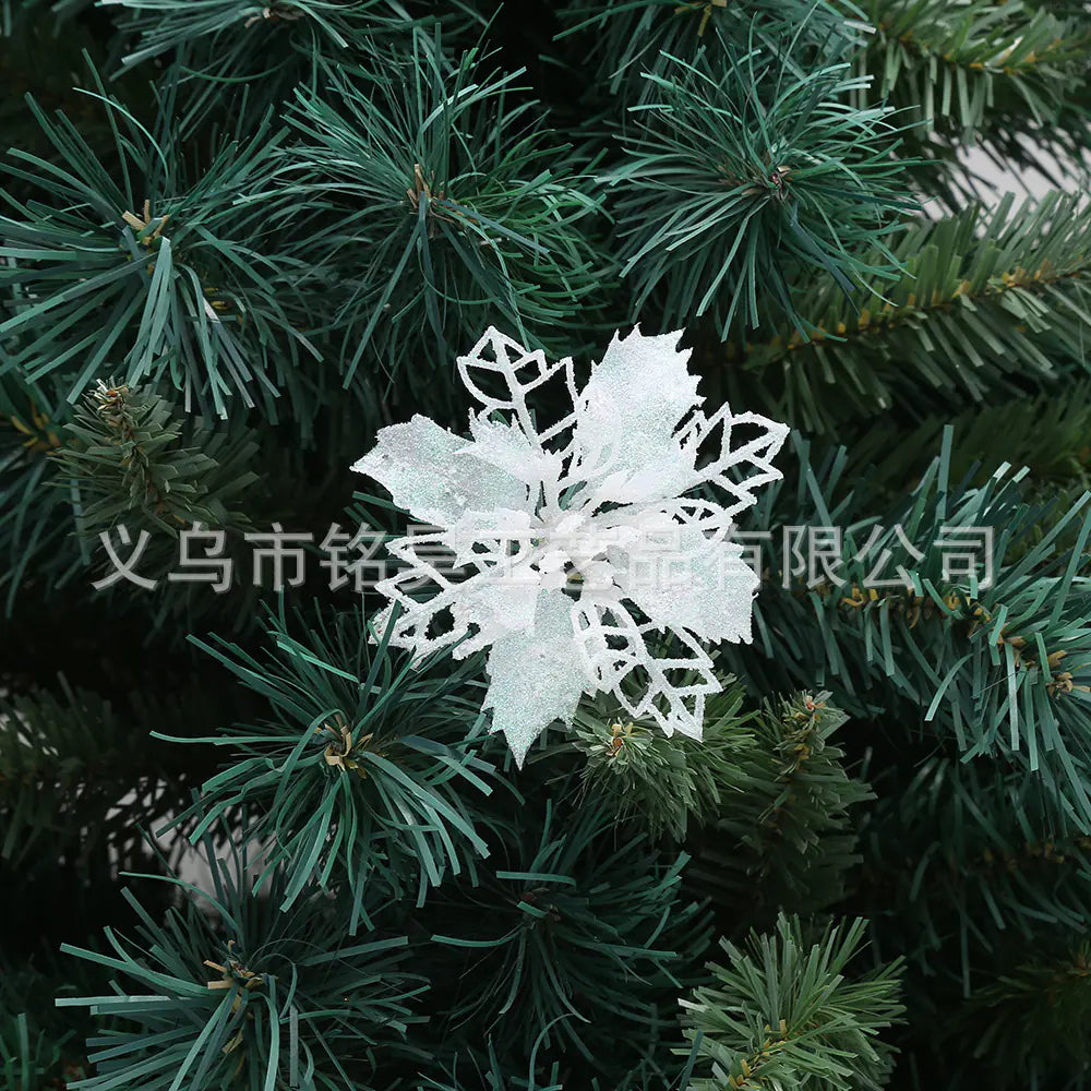 Christmas Decoration with Poinsettia and Holly Accents