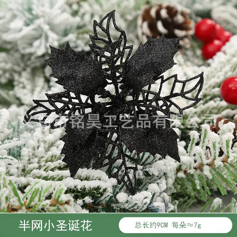 Christmas Decoration with Poinsettia and Holly Accents